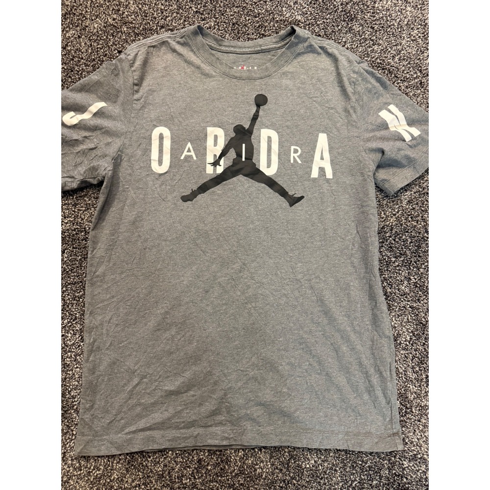 Jordan Mens Jumpman Graphic T-Shirt Gray Short Sleeve Crewneck Size M Cotton